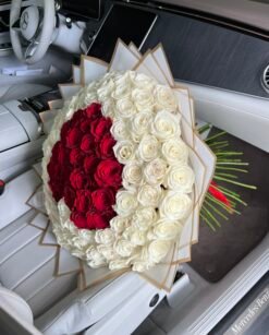 100 Roses With Red Heart